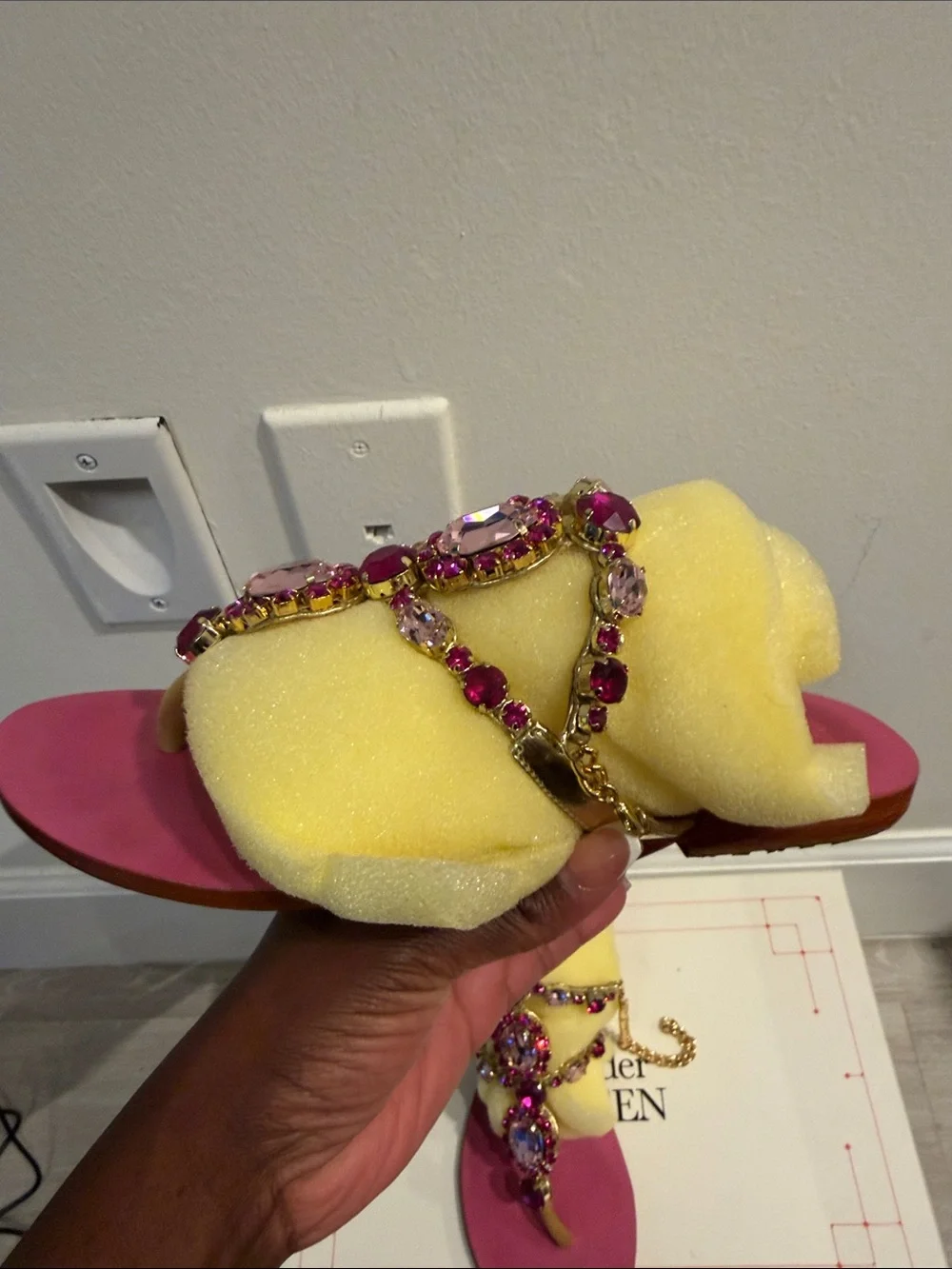 Mystique Boutique Hot Pink Jeweled Thong Sandals - Picture 2 of 4